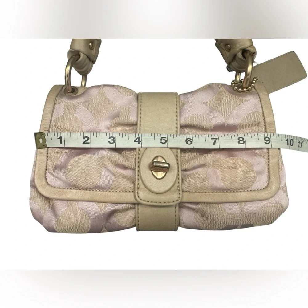 Coach Rare Pink and Beige Parker Bow Ruched Mini Small Shoulder Bag
